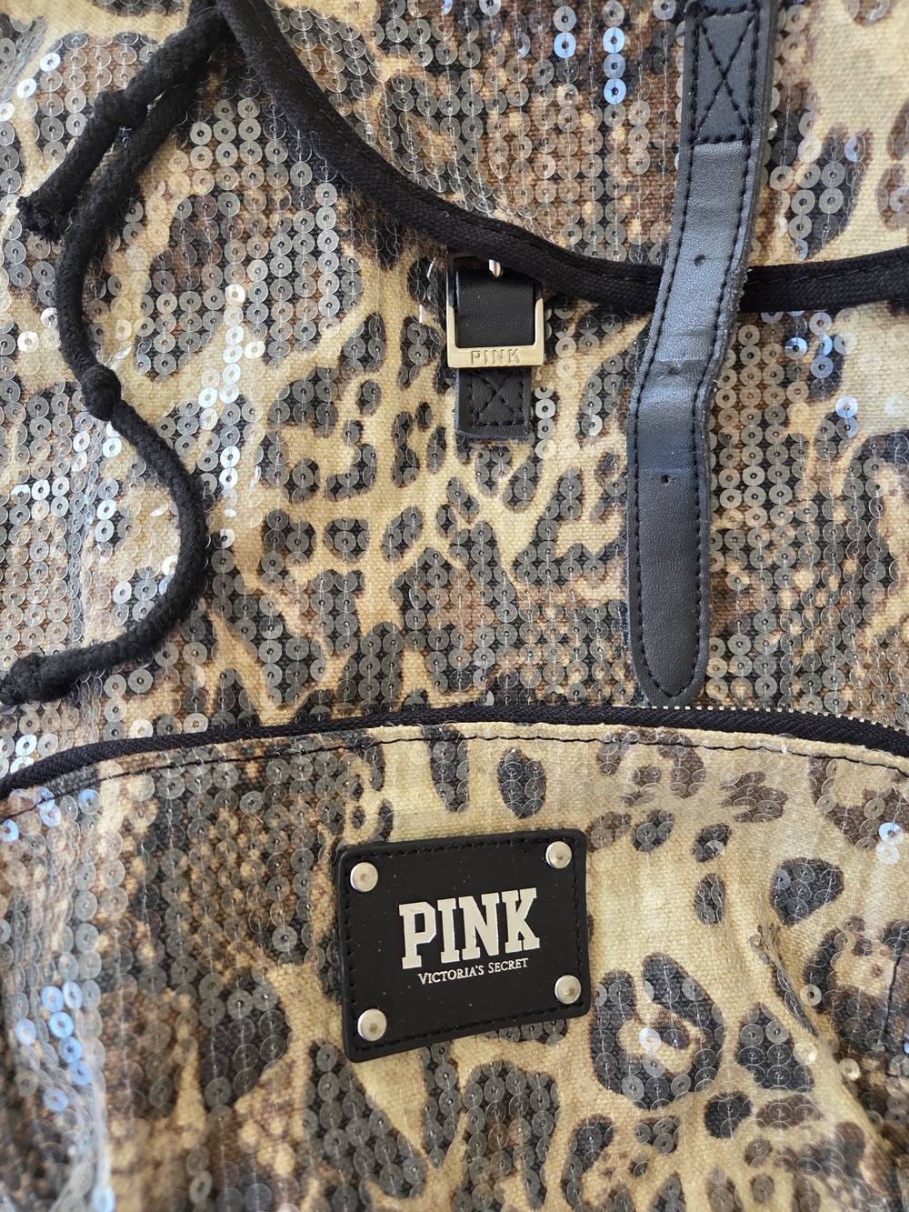 **RARE** PINK Sequin Leopard Print Backpack - Sparkling Animal Print - Picture 4 of 6